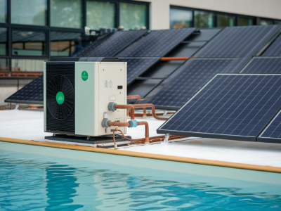 Comment dimensionner un système mixte pompe à chaleur + panneaux solaires pour chauffer une piscine de 40 m³